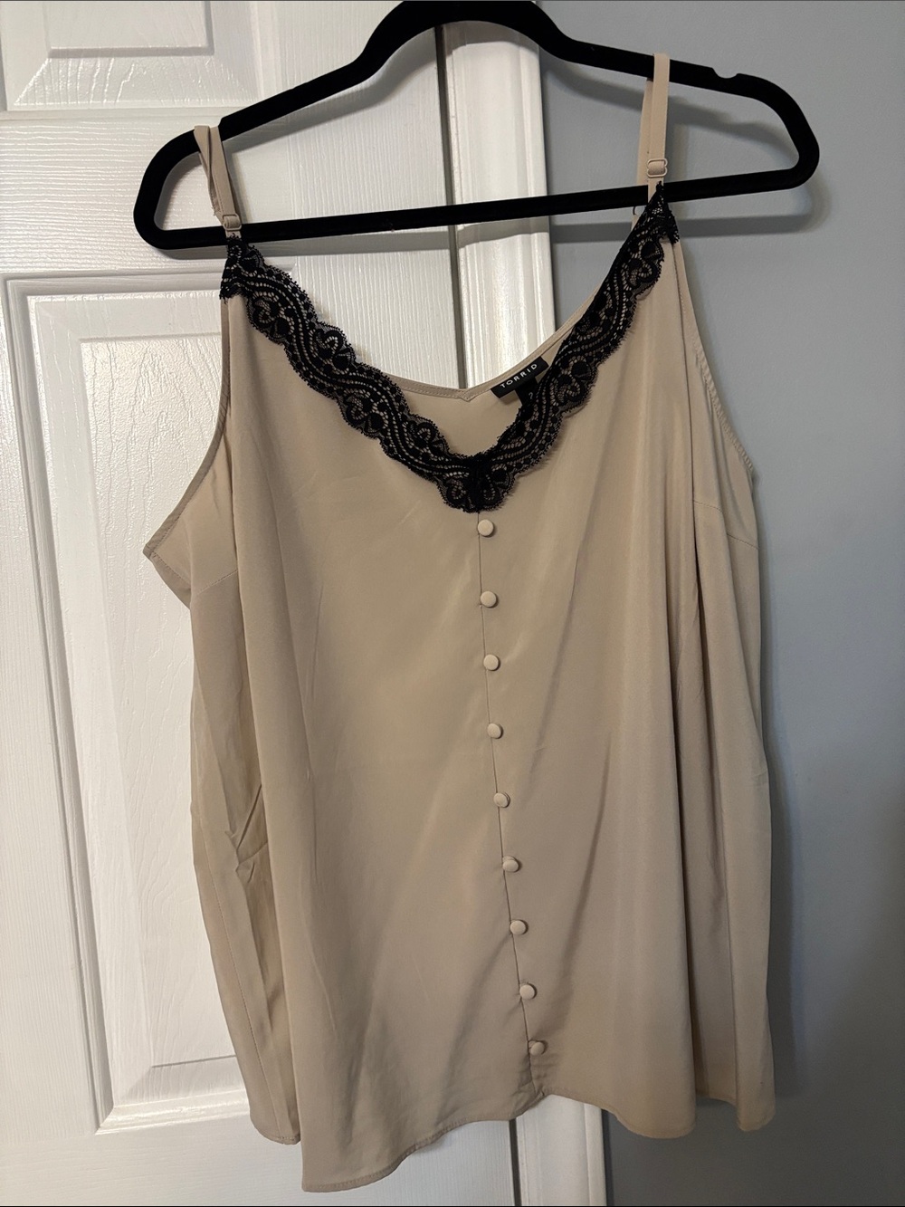 torrid Beige Cami with Black Lace Trim